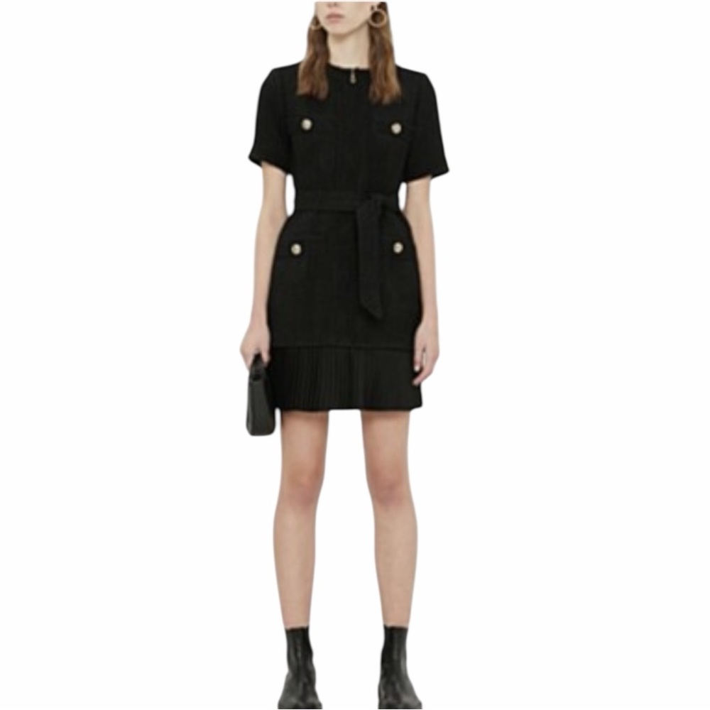 Sandro Joann Boucle Tweed Dress $445 FR 36 US Size Small.